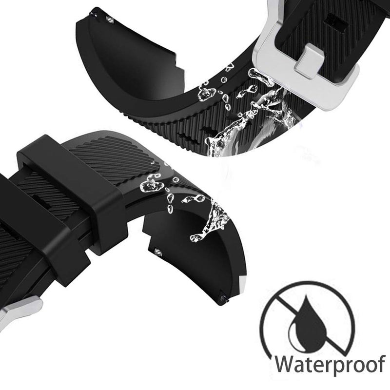 FanTEK Band for Galaxy Watch 3 45mm / Galaxy Watch 46mm / Gear S3 Watch, 22mm Silicone Sport Quick Release Replacement Strap for Moto 360 2nd Gen 46mm/ Pebble Time Steel Smart Watch, Black - Image 3